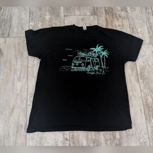 Smart Blanks Huntington Beach Black Tee with Aqua Palm and Van Graphic